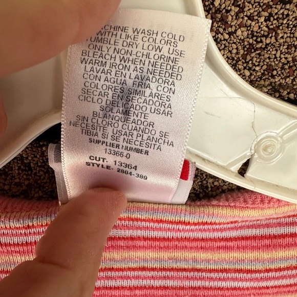 Arizona Jean Co. Pink Striped Ribbed Baby Tee Y2K Vintage Top Size Large - Picture 4 of 5